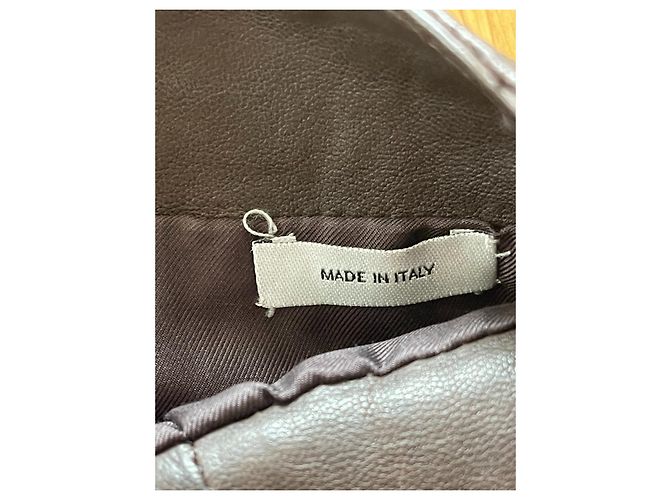 Falda de cuero Yves Saint Laurent Castaño - vista 4