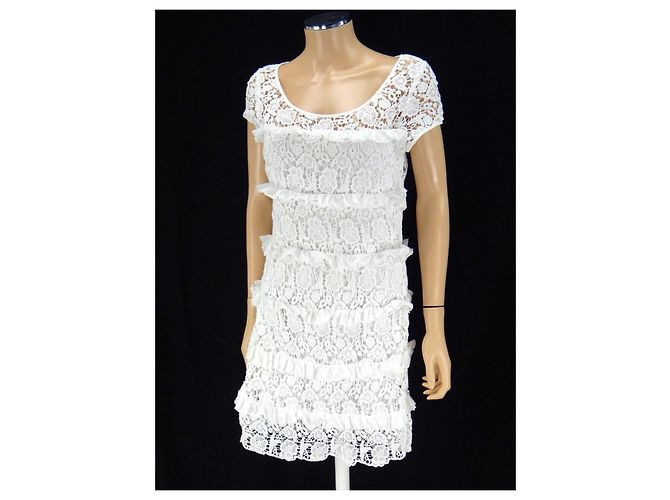 Diane Von Furstenberg DVF Häkelspitzenkleid „Arcelia“. Weiß - Ansicht 4