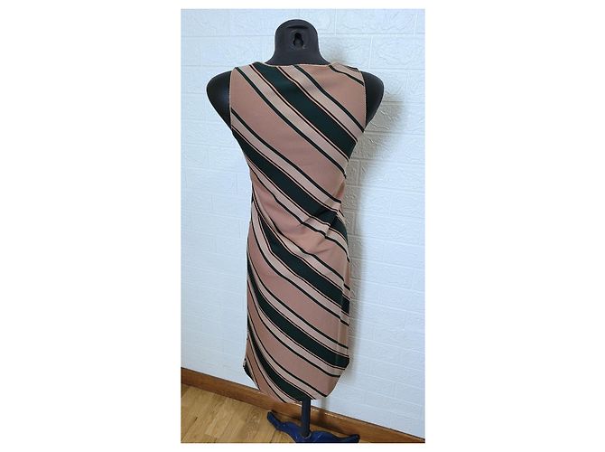 Dolce & Gabbana Gestreiftes langes Kleid mit V-Ausschnitt Mehrfarben - Ansicht 4