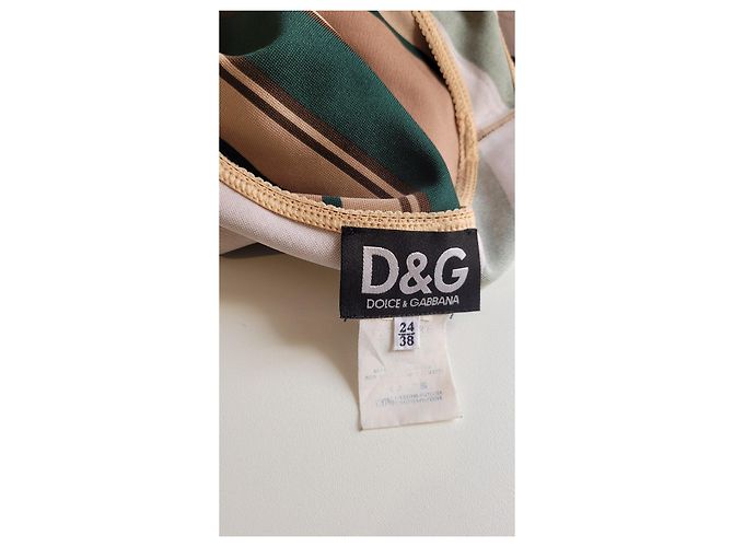 Dolce & Gabbana Gestreiftes langes Kleid mit V-Ausschnitt Mehrfarben - Ansicht 5