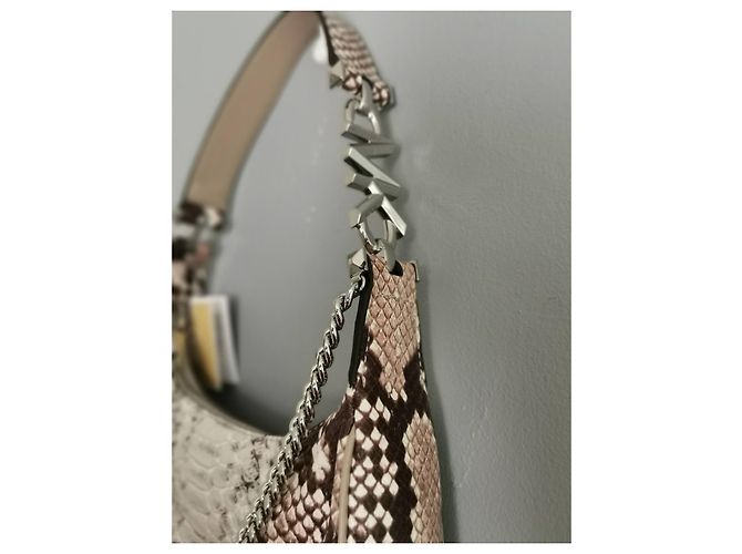 Bolsa Michael Kors Piper de couro estampa python marrom e prata Bege Impressão em python Hardware prateado - vista 10