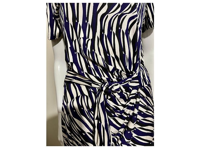 Diane Von Furstenberg DvF Zoe silk mock wrap dress with abstract wave print Multiple colors - view 2