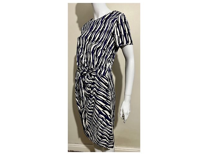 Diane Von Furstenberg DvF Zoe silk mock wrap dress with abstract wave print Multiple colors - view 3