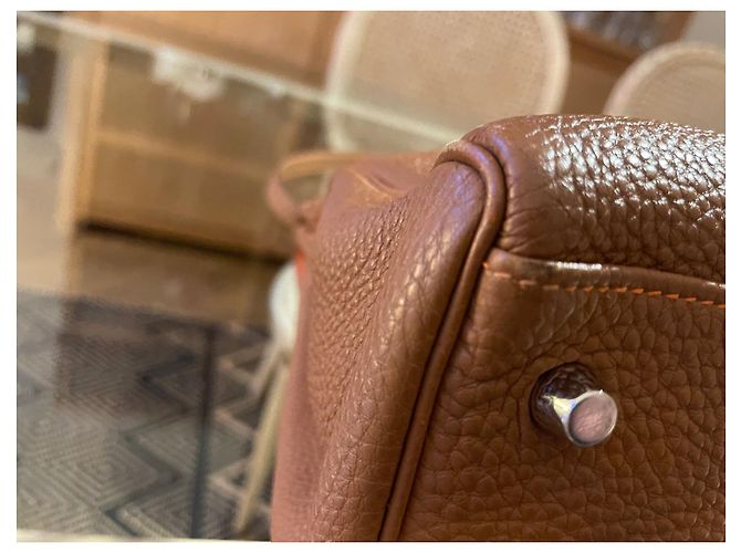 Hermès Borsa Hermes Kelly 32 cms pelle togo oro Beige - vista 12