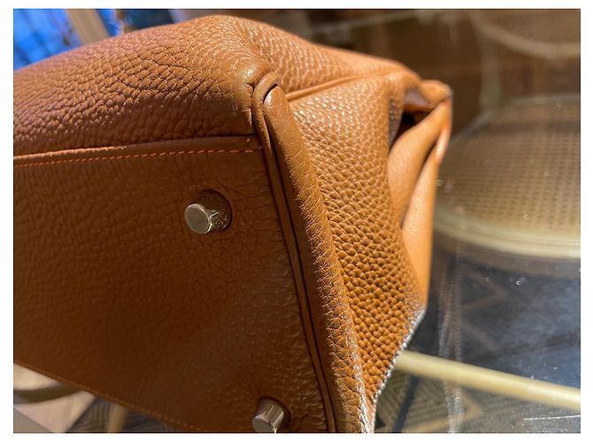 Hermès Borsa Hermes Kelly 32 cms pelle togo oro Beige - vista 14