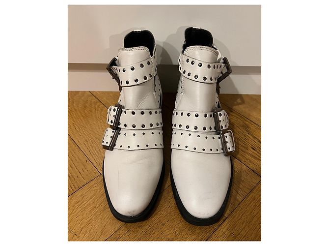 Stivali Texani Topshop in Pelle Bianca Bianco - vista 2