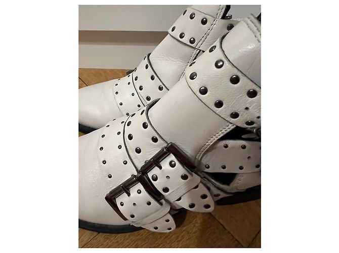 Stivali Texani Topshop in Pelle Bianca Bianco - vista 4