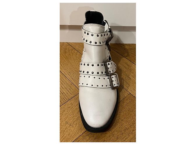 Stivali Texani Topshop in Pelle Bianca Bianco - vista 5