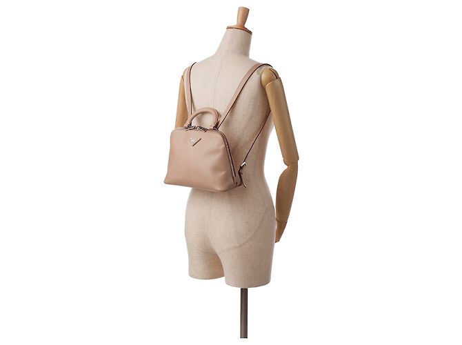 Prada Mochila Saffiano Lux Promenade Marrom Carne - vista 10