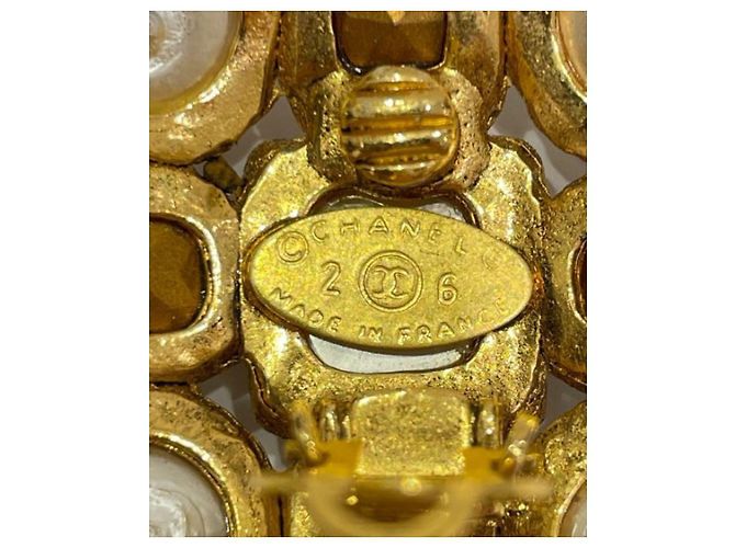 ***CHANEL Vintage-Perlen-Strass-Ohrringe Weiß Blau Golden - Ansicht 6