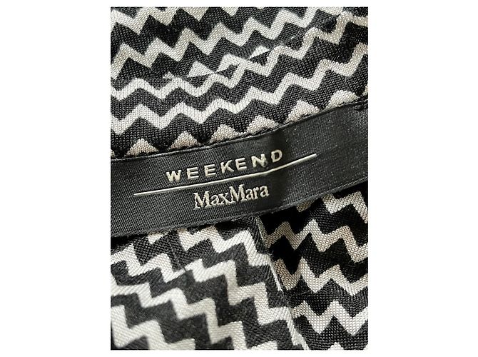 Weekend Max Mara Abito in jersey di seta chevron bianco e nero - vista 9
