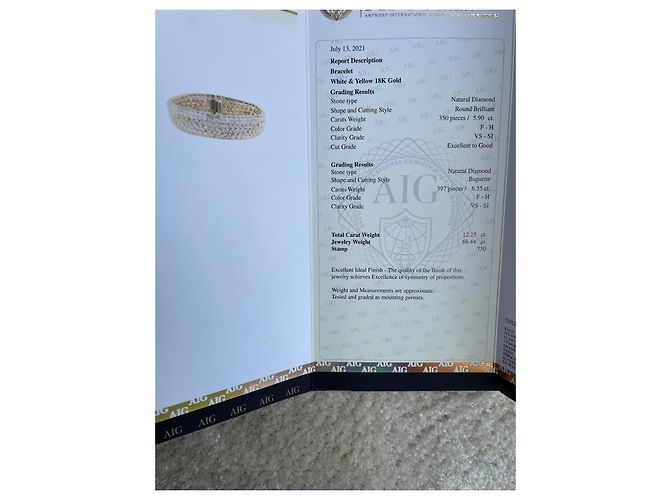 Autre Marque Bracciale con diamanti in oro bianco e giallo 12.25 carati Multicolore - vista 9