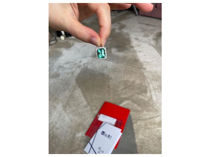 Autre Marque Pendente con Smeraldo Verde Pastello e Diamante 4.44 Carati - vista 6