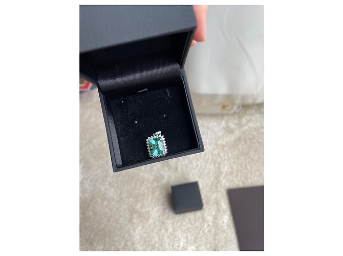 Autre Marque Pendente con Smeraldo Verde Pastello e Diamante 4.44 Carati - vista 7