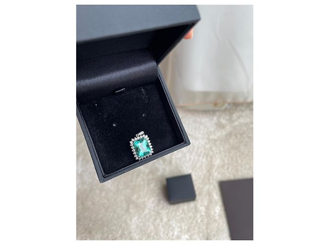 Autre Marque Pendente con Smeraldo Verde Pastello e Diamante 4.44 Carati - vista 8