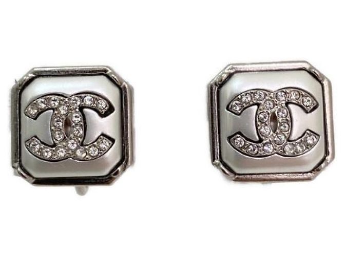 ***Orecchini CHANEL quadrati con marchio cocco Argento - vista 2