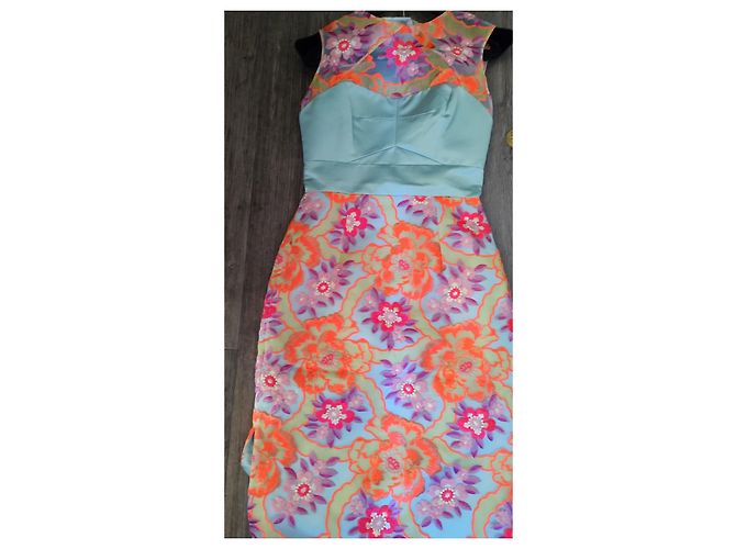 Erdem Seidenkleid Rosa Silber Orange Pink - Ansicht 2