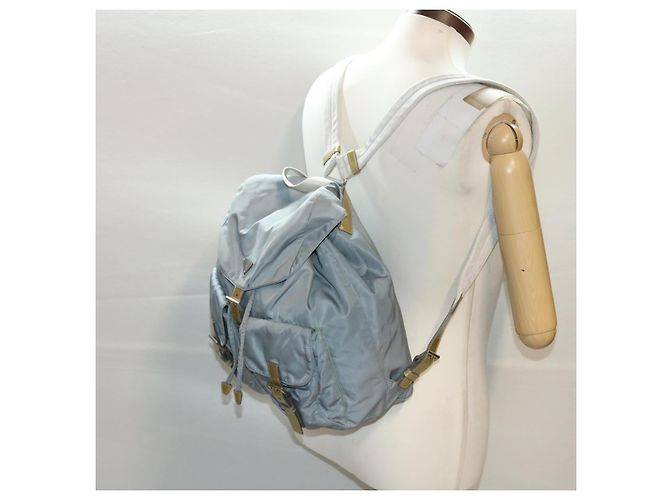 PRADA Zaino Nylon Azzurro Auth 45811 - vista 25