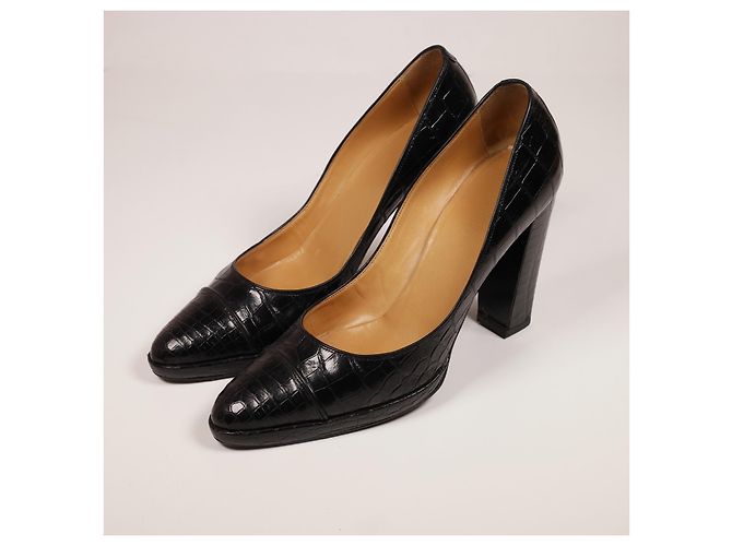 Erstaunliche Hermès-Klassiker-Krokodil-Heels Schwarz - Ansicht 10