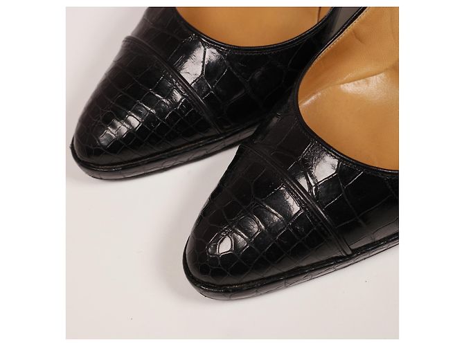Erstaunliche Hermès-Klassiker-Krokodil-Heels Schwarz - Ansicht 11