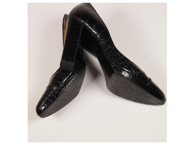 Erstaunliche Hermès-Klassiker-Krokodil-Heels Schwarz - Ansicht 12