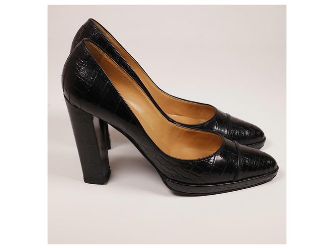 Erstaunliche Hermès-Klassiker-Krokodil-Heels Schwarz - Ansicht 5