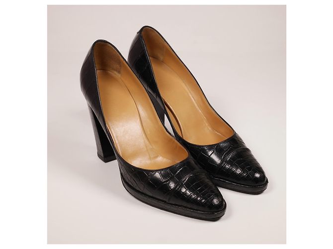 Erstaunliche Hermès-Klassiker-Krokodil-Heels Schwarz - Ansicht 6