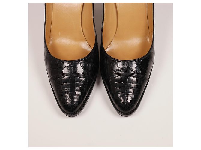 Erstaunliche Hermès-Klassiker-Krokodil-Heels Schwarz - Ansicht 8