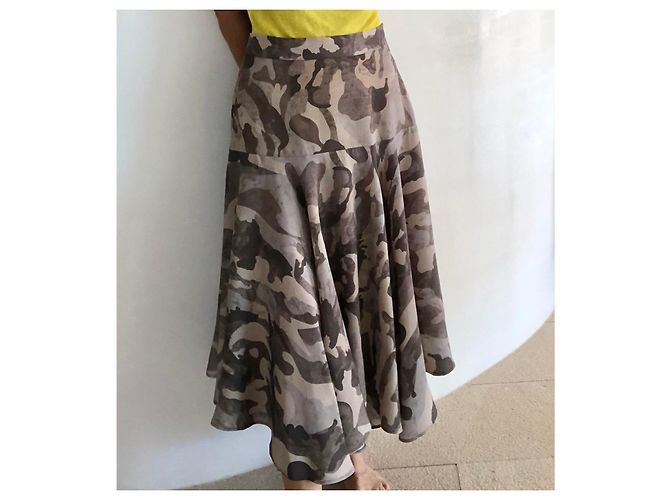 Autre Marque Falda Vila T hecha a medida. 36 tela de camuflaje Castaño Gris Caqui - vista 11