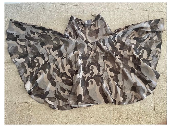 Autre Marque Falda Vila T hecha a medida. 36 tela de camuflaje Castaño Gris Caqui - vista 16