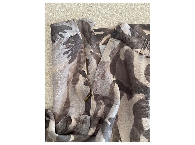 Autre Marque Falda Vila T hecha a medida. 36 tela de camuflaje Castaño Gris Caqui - vista 5