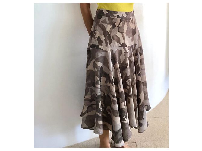 Autre Marque Falda Vila T hecha a medida. 36 tela de camuflaje Castaño Gris Caqui - vista 6