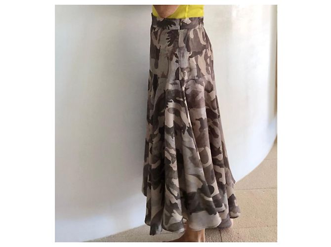 Autre Marque Falda Vila T hecha a medida. 36 tela de camuflaje Castaño Gris Caqui - vista 8