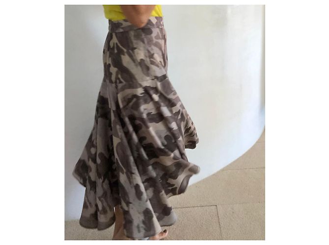 Autre Marque Falda Vila T hecha a medida. 36 tela de camuflaje Castaño Gris Caqui - vista 9