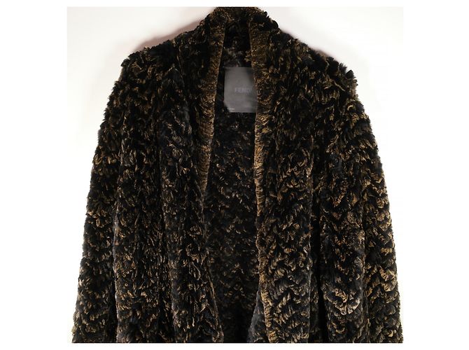 Increíble abrigo de piel extragrande de Fendi Multicolor - vista 8
