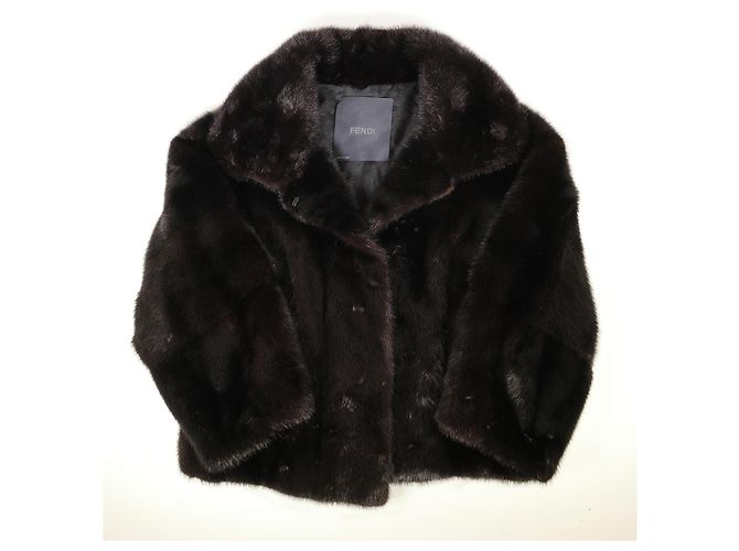 Increíble chaqueta de visón Fendi Abrigo negro - vista 4