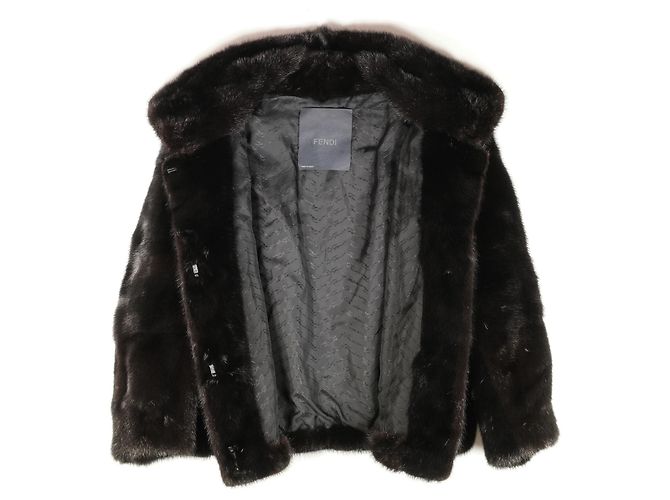 Increíble chaqueta de visón Fendi Abrigo negro - vista 7