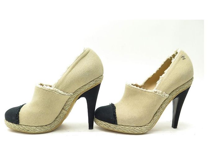 NUOVE SCARPE ESPADRILLAS CHANEL IN TELA SFILACCIATA G29964 42 SCARPE BEIGE - vista 2