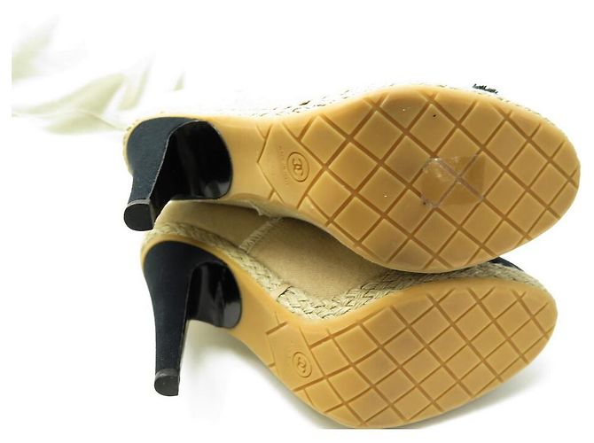 NUOVE SCARPE ESPADRILLAS CHANEL IN TELA SFILACCIATA G29964 42 SCARPE BEIGE - vista 3