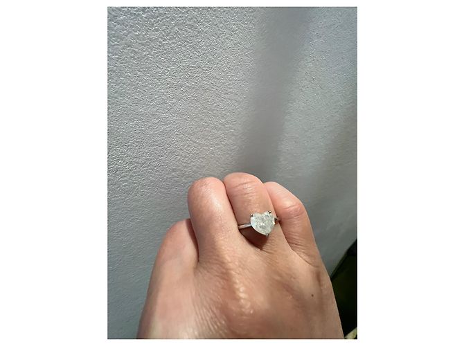 Autre Marque Solitärring mit herzförmigem Naturdiamanten 1.97ct 14k Weiß - Ansicht 6