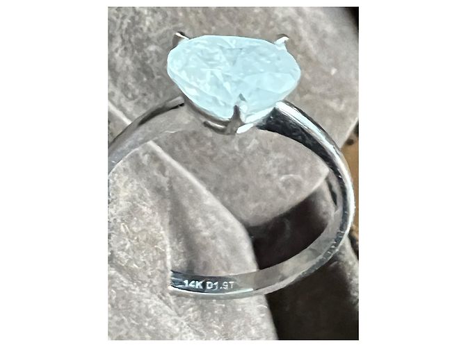 Autre Marque Solitärring mit herzförmigem Naturdiamanten 1.97ct 14k Weiß - Ansicht 7