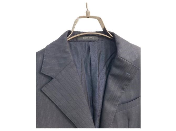 ***Tuta platino COMME CA Setup completamente foderata tuta a righe Loro Piana blu scuro Blu navy - vista 4