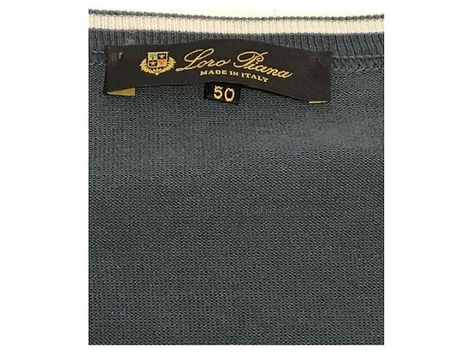 ***LORO PIANA Baumwollstrick mit V-Ausschnitt Grau - Ansicht 3