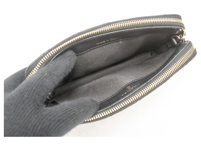 Wallet On Chain CHANEL Cartera de Cordero Perla con Cadena WOC Bolsa de Doble Cierre Negro - vista 11