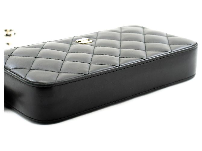 Wallet On Chain CHANEL Cartera de Cordero Perla con Cadena WOC Bolsa de Doble Cierre Negro - vista 4