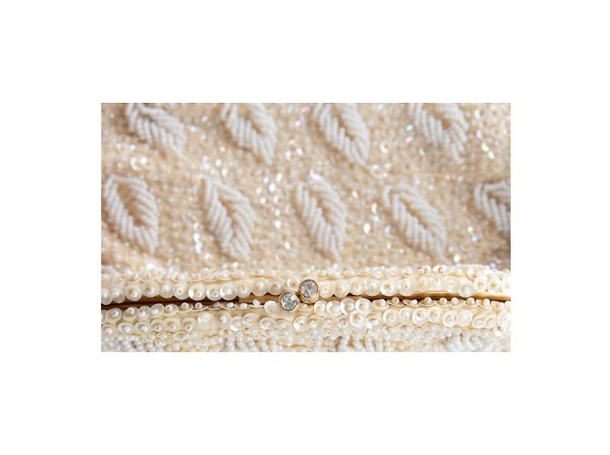 Autre Marque Collezione Privée Pochette con perline realizzata a mano Bianco sporco - vista 2
