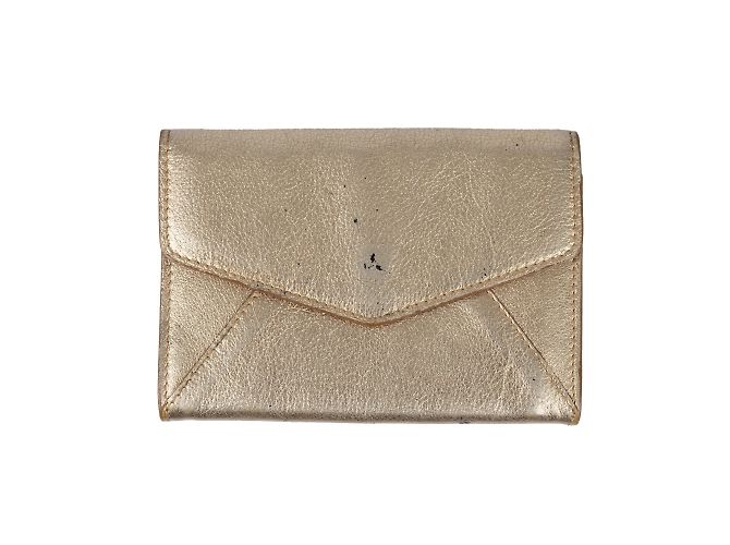 Porte-cartes en cuir Yves Saint Laurent Doré - vue 3