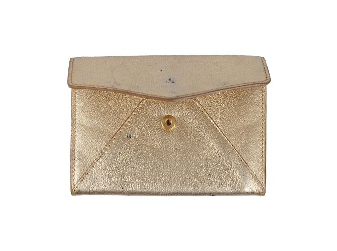 Porte-cartes en cuir Yves Saint Laurent Doré - vue 4