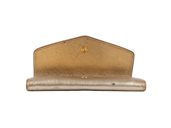 Porte-cartes en cuir Yves Saint Laurent Doré - vue 5