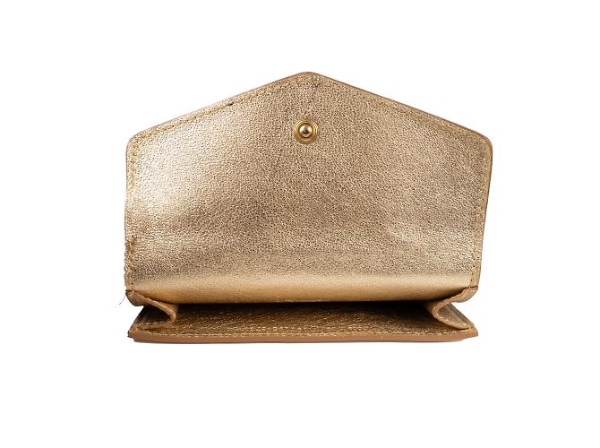 Porte-cartes en cuir Yves Saint Laurent Doré - vue 6